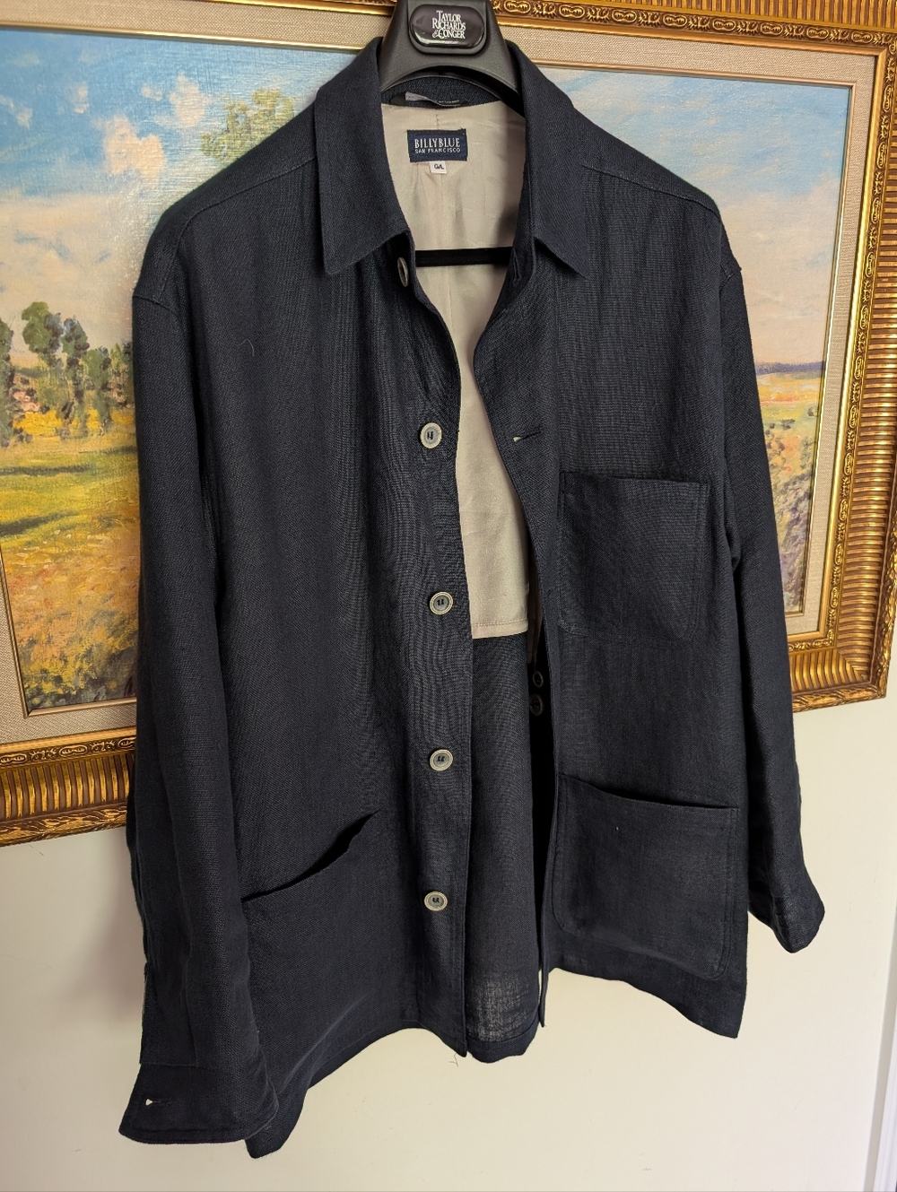 Billy Blue Navy Linen Chore Jacket Large